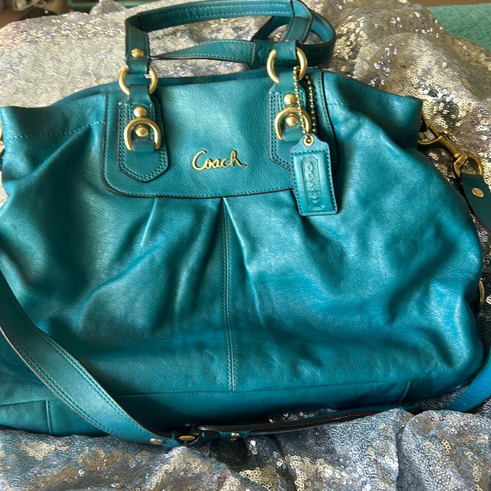 Turquoise Coach Shoulder Bag